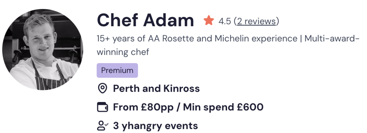 Chef Adam catering services in Glasgow